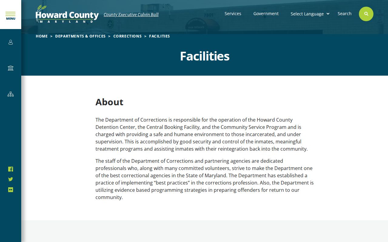 Howard County Central Booking Facility release and facility information