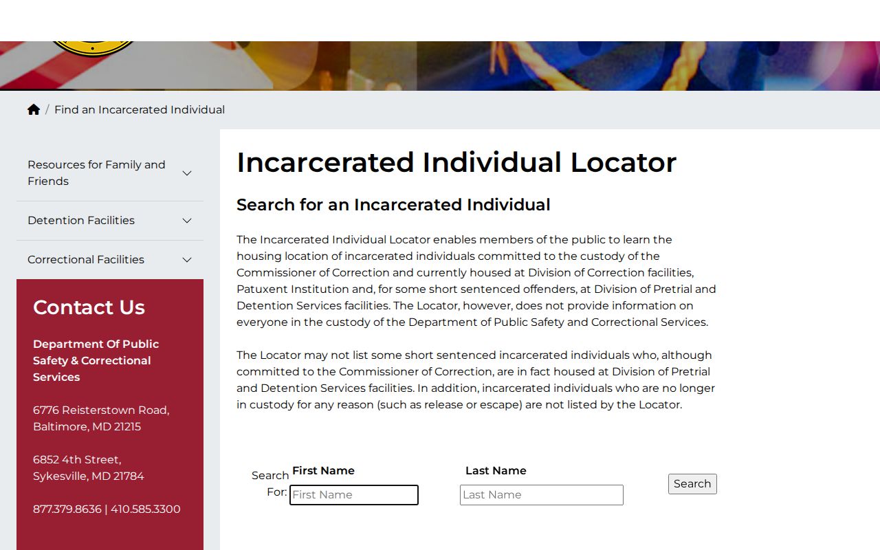 DPSCS current-custody explanation for Howard County release searches