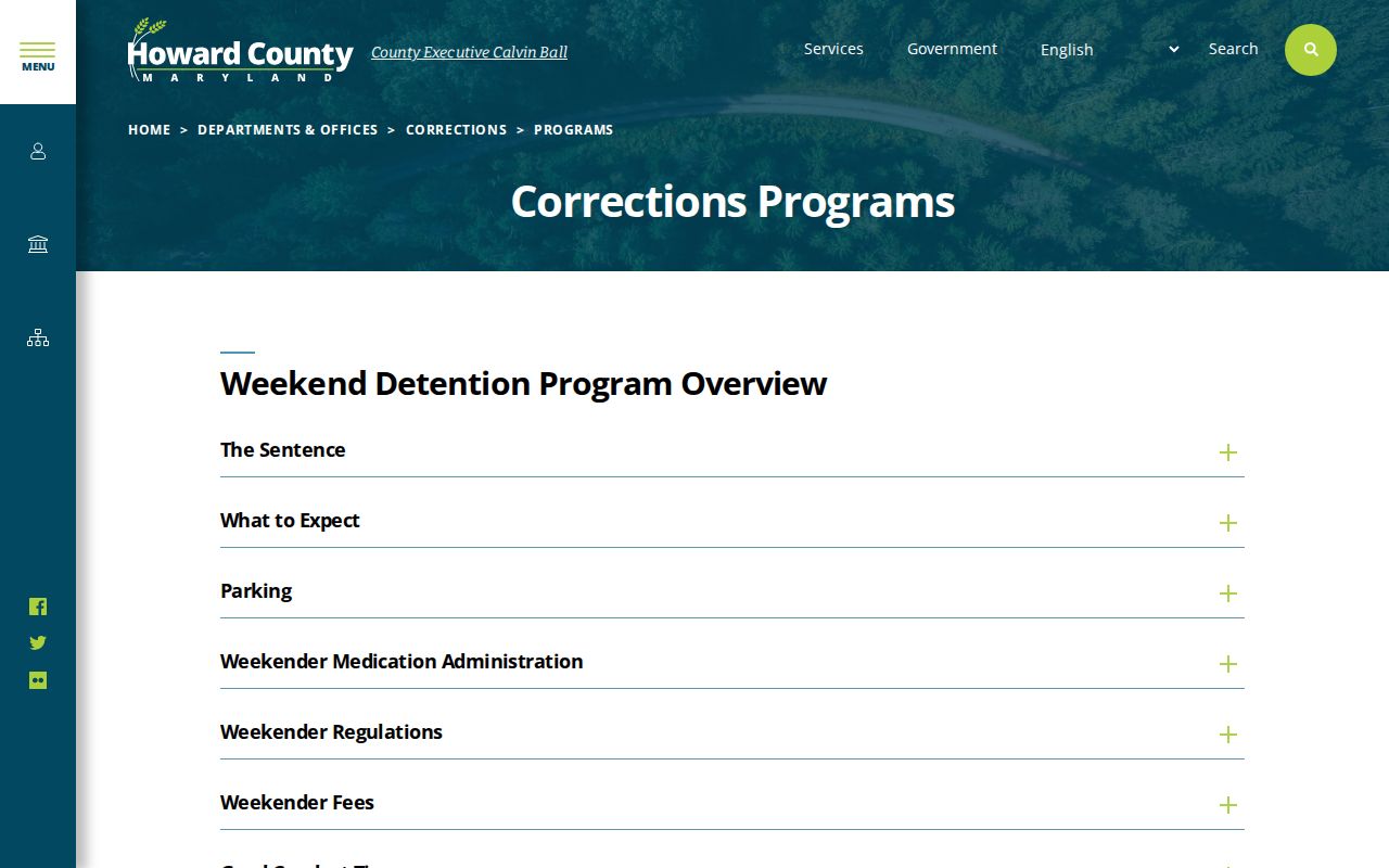 Howard County weekend sentence release date and local corrections program information